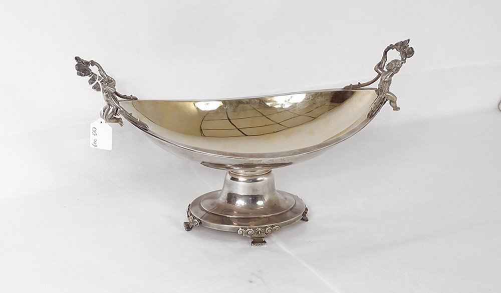 Coupe navette décorative argent américain Ball, Black & Co NY Amours XIXè-photo-3