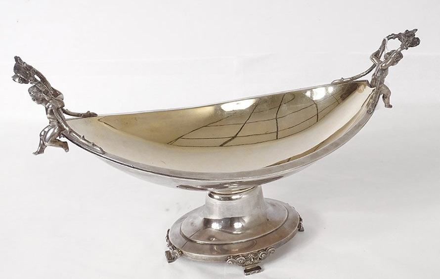 Coupe navette décorative argent américain Ball, Black & Co NY Amours XIXè