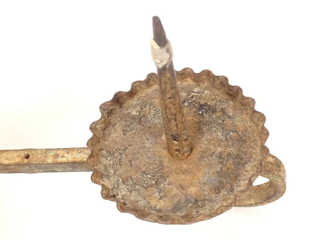 18th-century Wrought-iron Candlestick With Candle Holder-photo-2