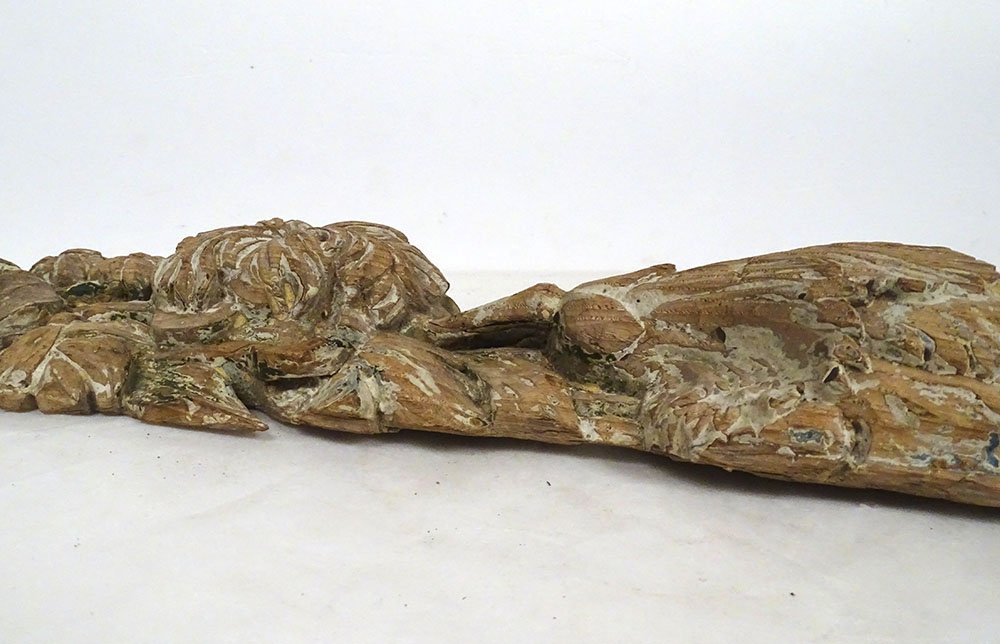 Elément décoratif morceau retable bois sculpté boiserie fleurs XVIIIème-photo-3