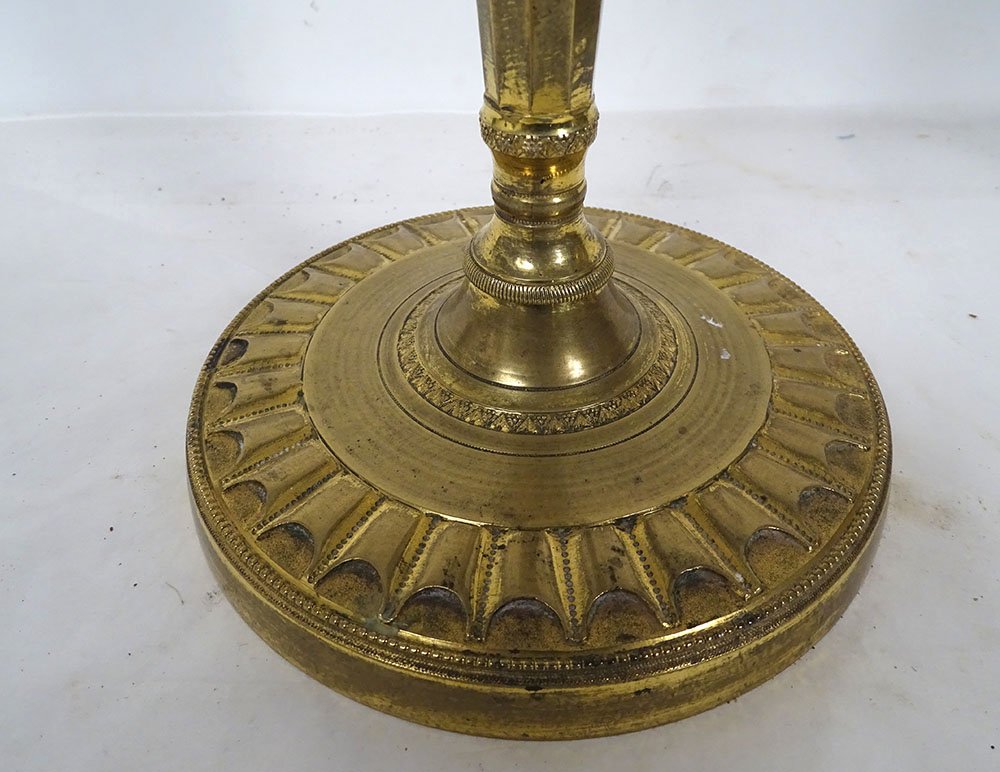 Pair Of Directoire-style Gilt-bronze Palm-motif Candlesticks, Late 18th Century-photo-3