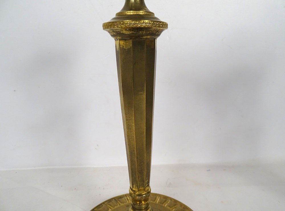 Pair Of Directoire-style Gilt-bronze Palm-motif Candlesticks, Late 18th Century-photo-4
