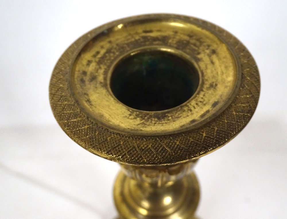 Pair Of Directoire-style Gilt-bronze Palm-motif Candlesticks, Late 18th Century-photo-4