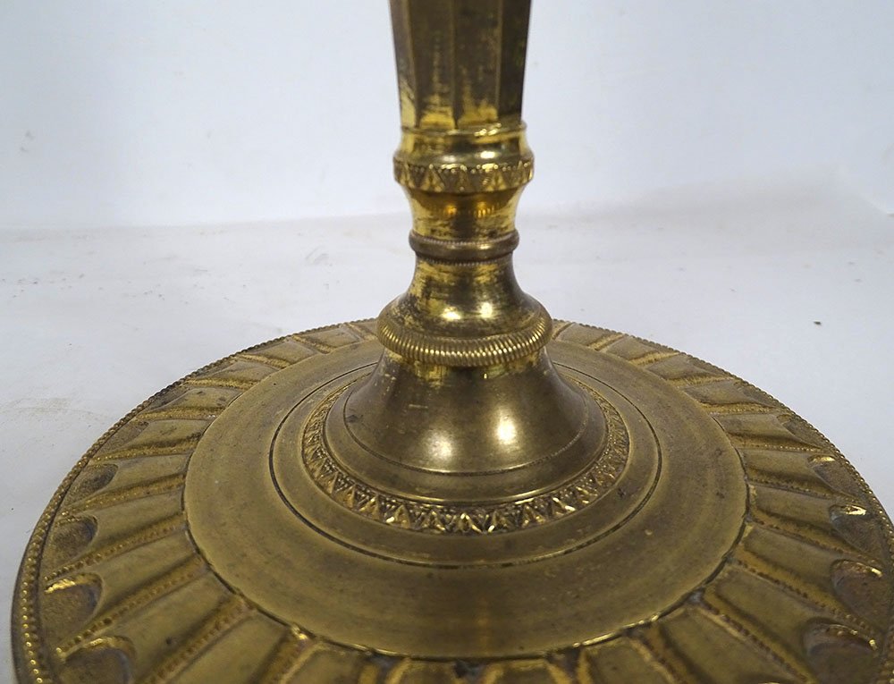 Pair Of Directoire-style Gilt-bronze Palm-motif Candlesticks, Late 18th Century-photo-6