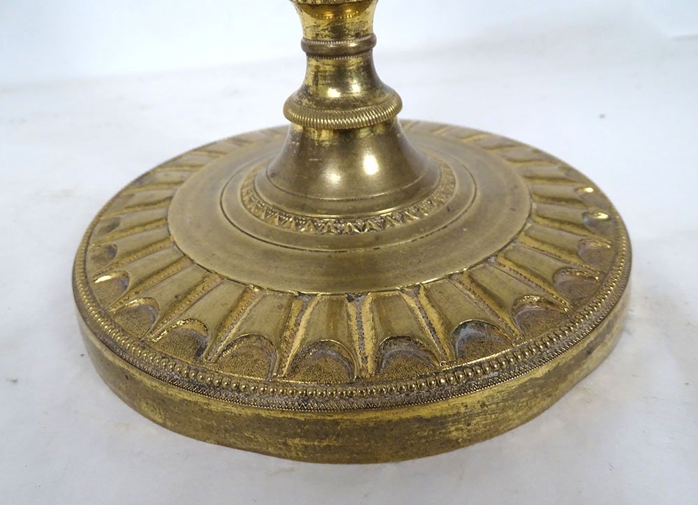 Pair Of Directoire-style Gilt-bronze Palm-motif Candlesticks, Late 18th Century-photo-7