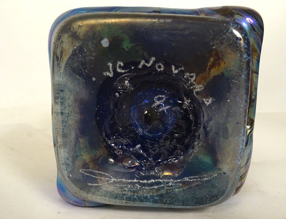 Compression Sculpture, Paperweight By Jean-claude Novaro, Glass With Gold Leaf-photo-3