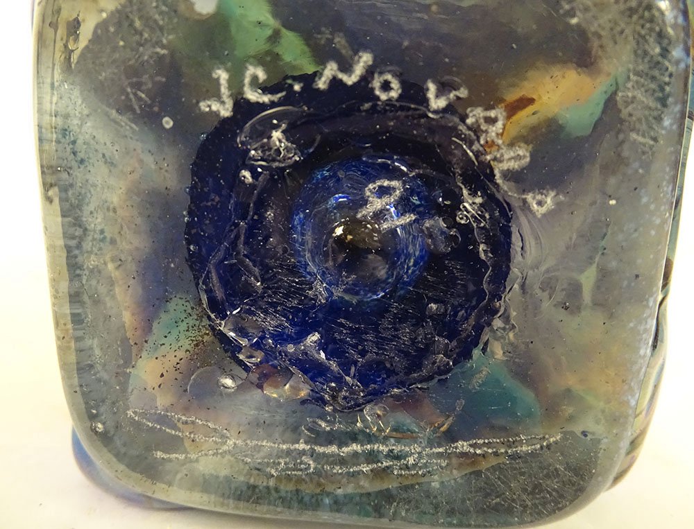 Compression Sculpture, Paperweight By Jean-claude Novaro, Glass With Gold Leaf-photo-4