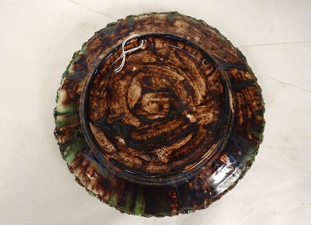 19th-century Caldas Da Rainha "figulines" Palissy "serpent" Rustic Trompe-l'œil Plate-photo-7