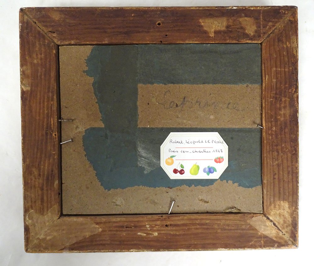 Petite aquarelle Robert Léopold Leprince scène campagne halte âne XIXème-photo-3