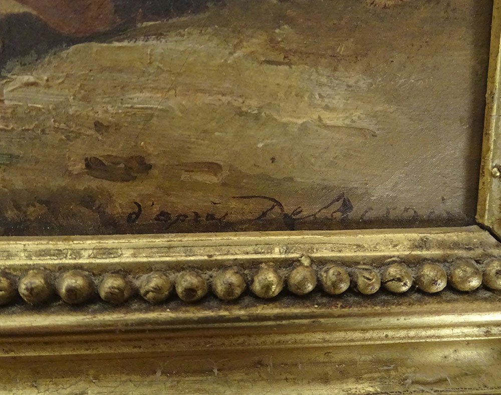 HST tableau d'ap. Auguste Delacroix Prière Madone italiennes Vierge XIXème-photo-5