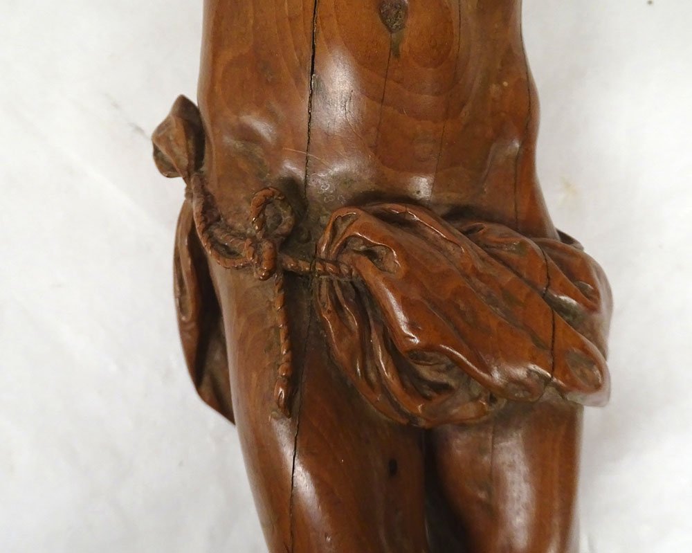 Grand Christ vivant crucifix buis sculpté Corpus Christi 47cm fin XVIIIème-photo-4