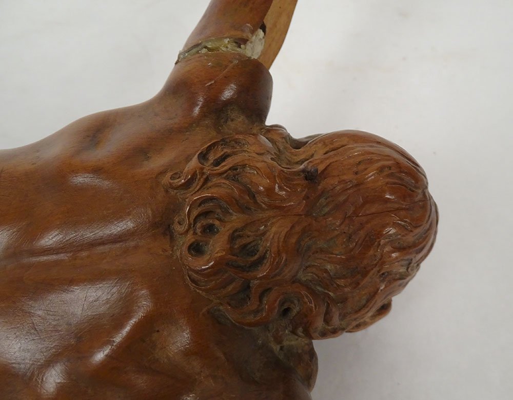 Grand Christ vivant crucifix buis sculpté Corpus Christi 47cm fin XVIIIème-photo-7