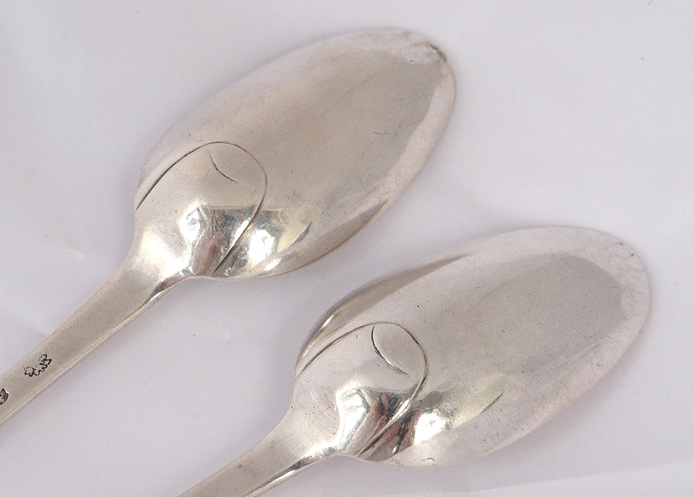 Pair Sterling Silver Spoons Farmers General XVIII Vannes Le Clerc-photo-3