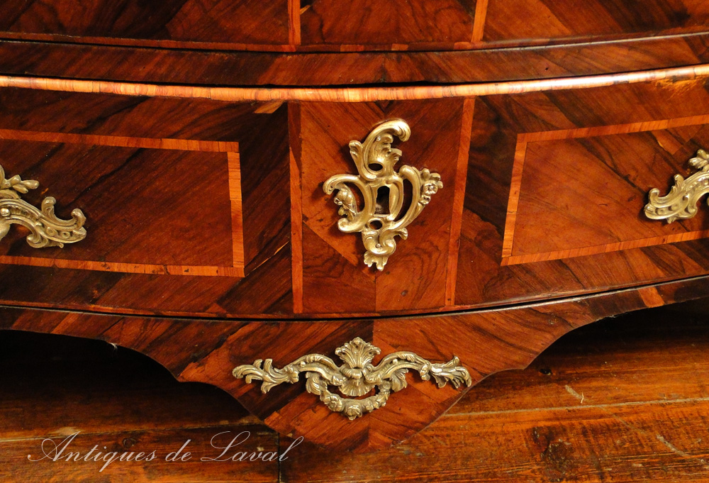 Commode Tombeau Régence Marqueterie Bronze Doré XVIIIè-photo-3