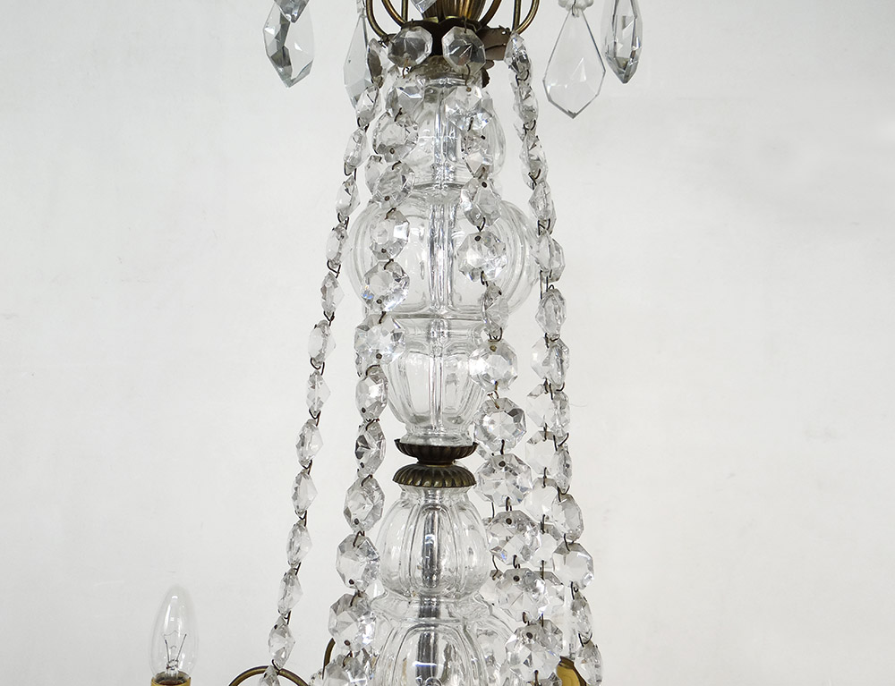 Chandelier 8 Lights Bronze Crystal Cut Tassels Garlands Suspension Nineteenth-photo-4