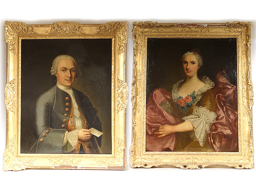 Pair Hst Portraits Noble General Lérivint Fleury Bedane Louis Tocqué 18th