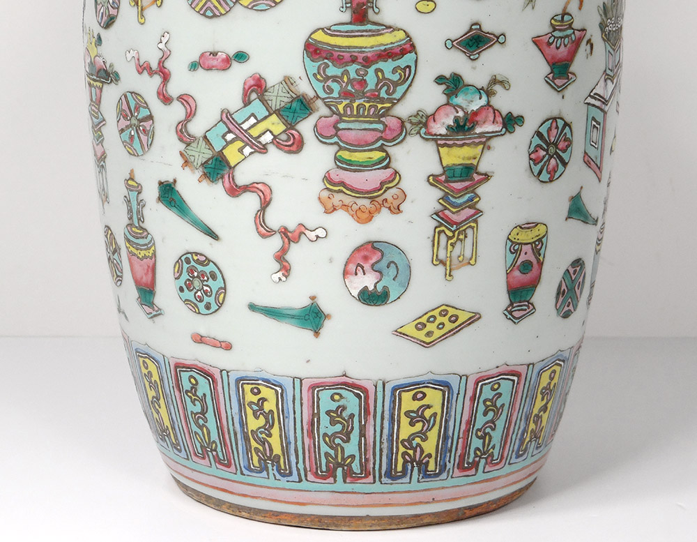 Large Vase Baluster Chinese Porcelain Vases Lamps Flowers China Signed 19th-photo-4