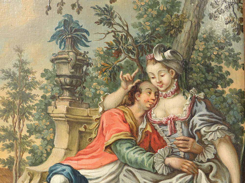 HSP Tableau Scène Galante Couple Bergère Paysage Romantique XVIIIè-photo-3