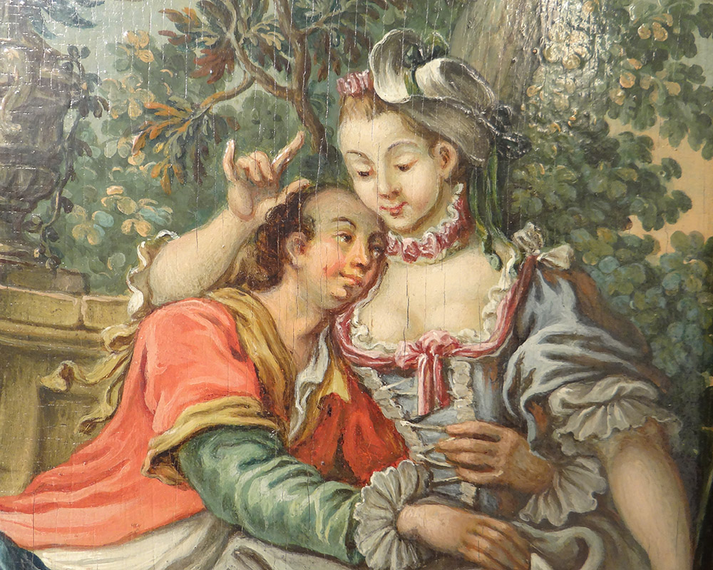 HSP Tableau Scène Galante Couple Bergère Paysage Romantique XVIIIè-photo-2