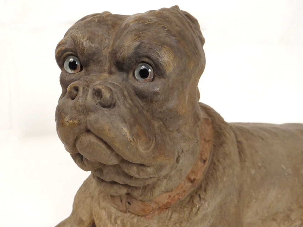 Pair Sculptures Couple English Mastiff Dogs Terracotta XIXth Century-photo-3