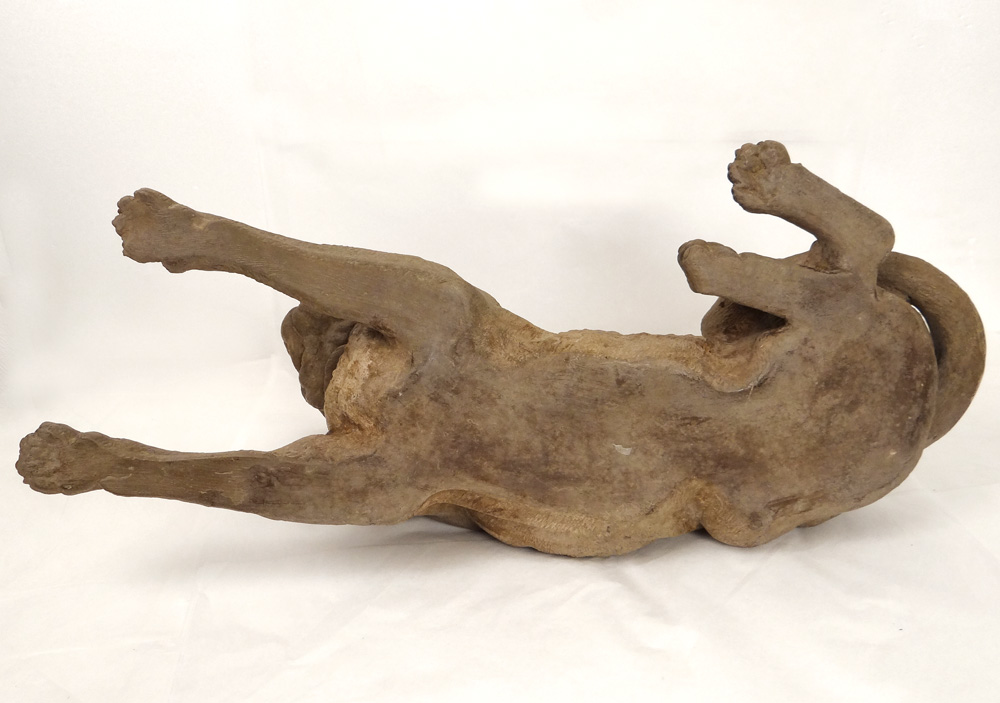 Pair Sculptures Couple English Mastiff Dogs Terracotta XIXth Century-photo-2