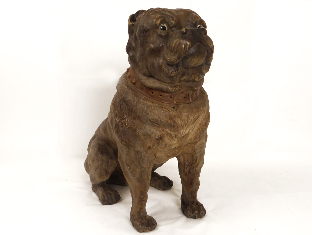 Pair Sculptures Couple English Mastiff Dogs Terracotta XIXth Century-photo-4