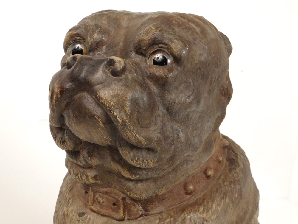 Pair Sculptures Couple English Mastiff Dogs Terracotta XIXth Century-photo-5