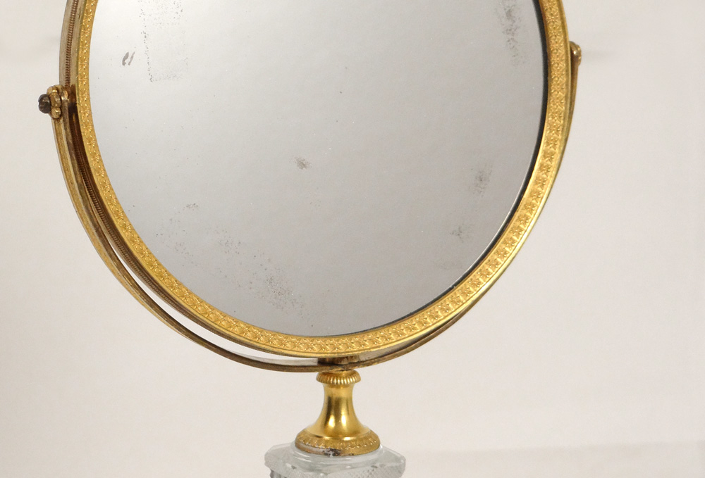 Miroir Table Glace Psyché Bronze Doré Cristallo-cérame Frileuse Empire XIXè-photo-1