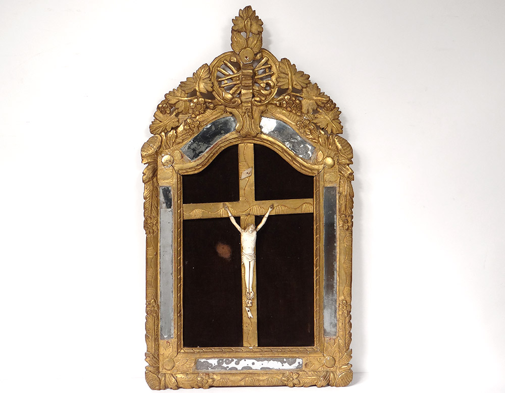 Crucifix Frame Carved Wood Regency Crucifixion Christ Jansenist XVIII