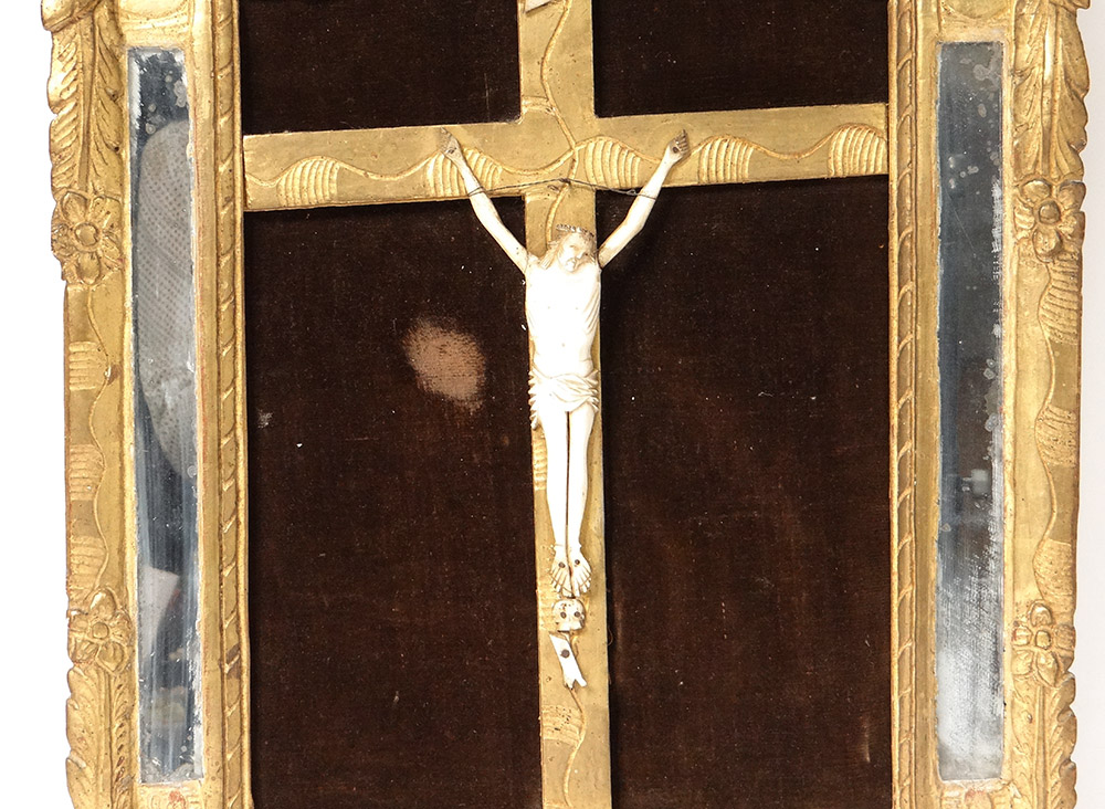 Crucifix Frame Carved Wood Regency Crucifixion Christ Jansenist XVIII-photo-1
