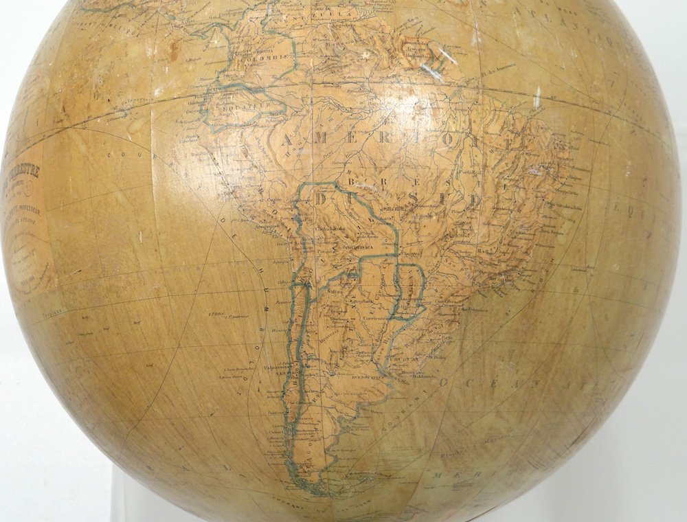 Large Globe Terrestre Mappemonde Mouraux Bonnefont Larochette 1866 19th-photo-1