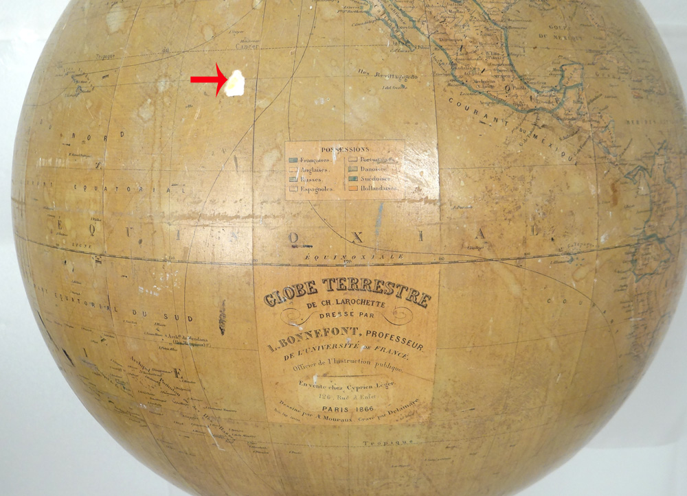 Grand Globe Terrestre Mappemonde Mouraux Bonnefont Larochette 1866 19è-photo-3