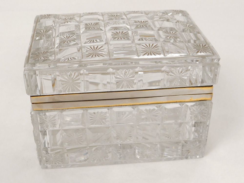 Box Box Crystal Cut Baccarat France Golden Brass Nineteenth-photo-1