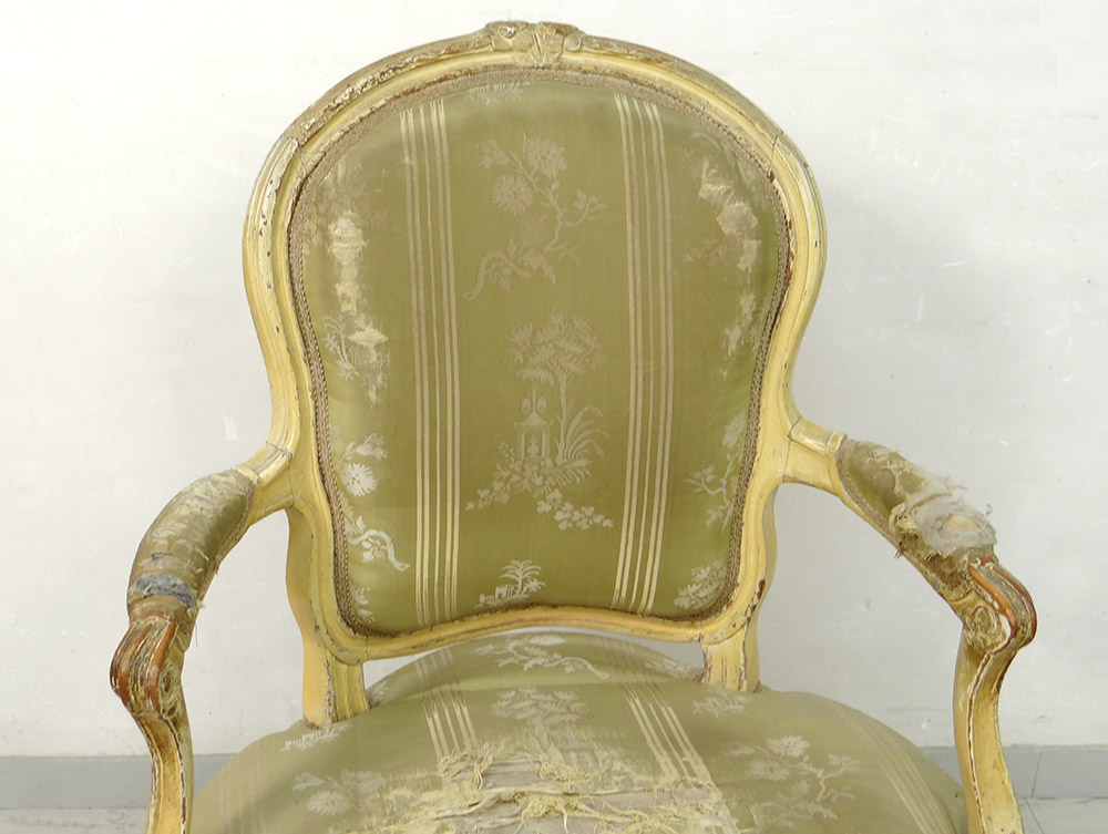 Louis XV Cabriolet Armchair Carved Lacquered Wood Stamped Courtois XVIII-photo-2