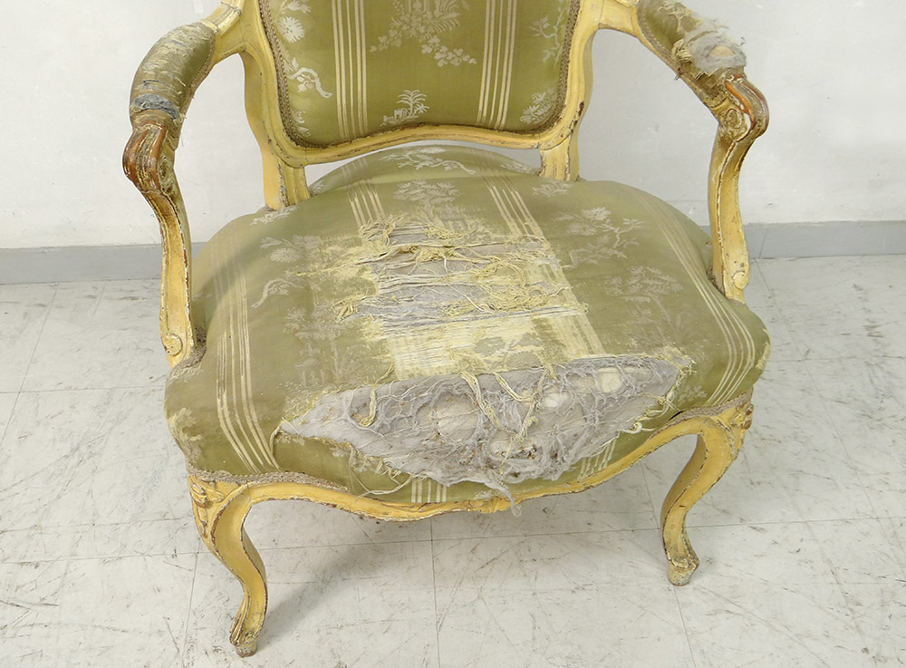 Louis XV Cabriolet Armchair Carved Lacquered Wood Stamped Courtois XVIII-photo-3