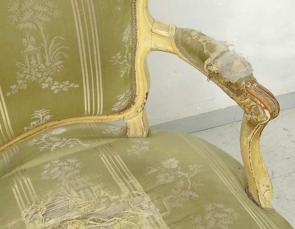 Louis XV Cabriolet Armchair Carved Lacquered Wood Stamped Courtois XVIII-photo-4