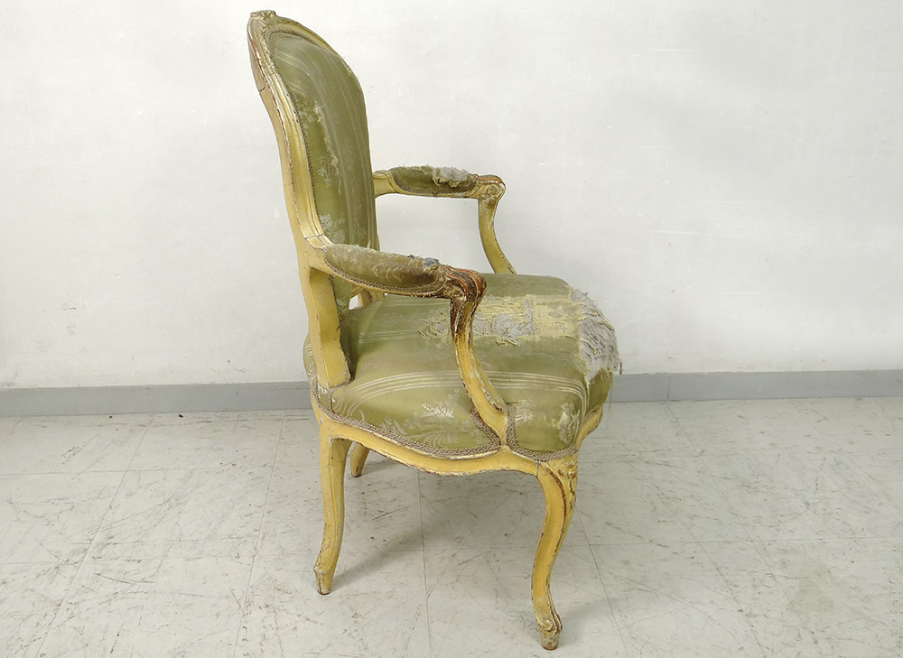 Louis XV Cabriolet Armchair Carved Lacquered Wood Stamped Courtois XVIII-photo-2