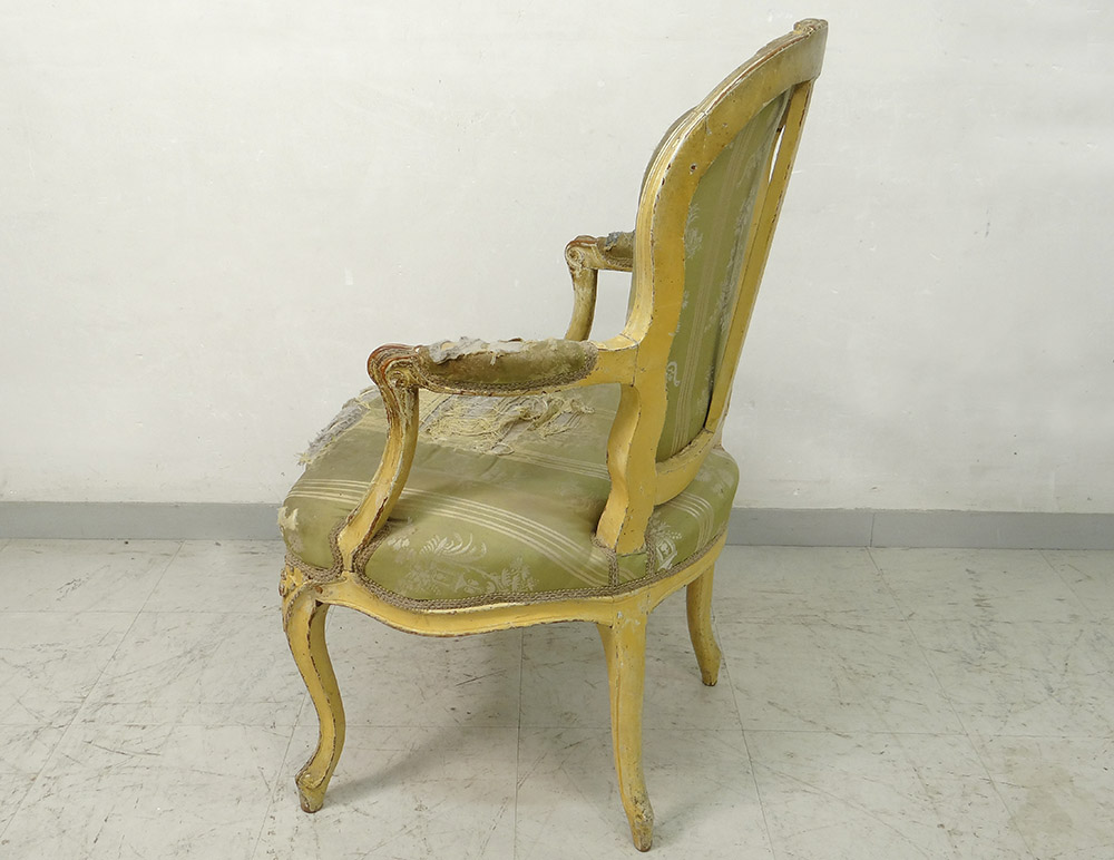 Louis XV Cabriolet Armchair Carved Lacquered Wood Stamped Courtois XVIII-photo-4