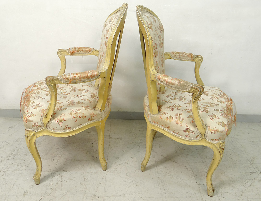 Pair Cabriolet Armchairs Louis XV Carved Wood Stamp Courtois XVIII-photo-3