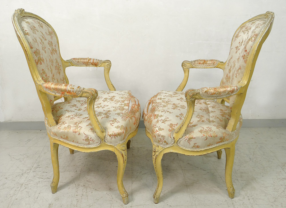 Pair Cabriolet Armchairs Louis XV Carved Wood Stamp Courtois XVIII-photo-5