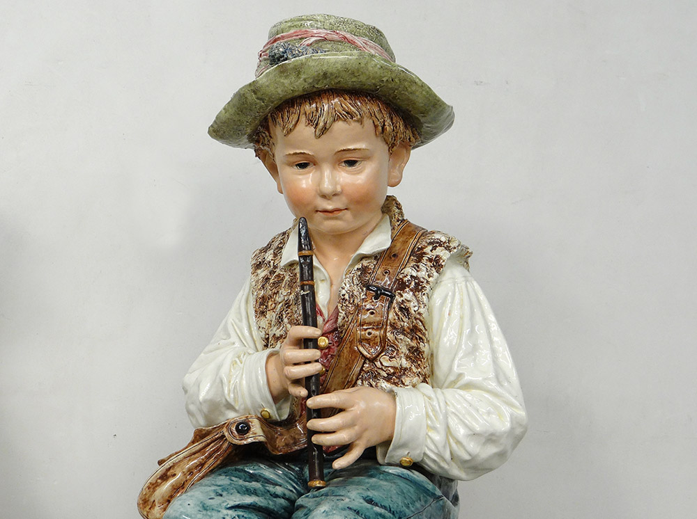 Majolica Earthenware Sculptures Wilhelm Schiller Gypsy Children Austria 160cm-photo-3