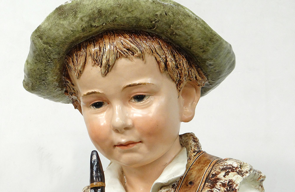 Sculptures Faïence Majolique Wilhelm Schiller Enfants Gitans Autriche 160cm-photo-4