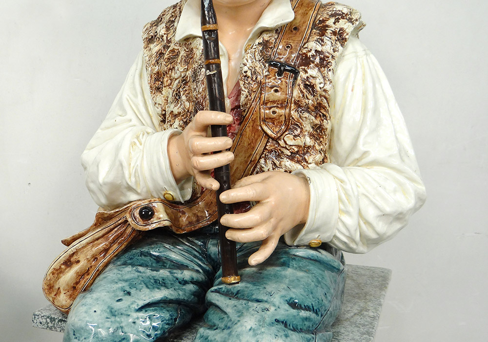 Majolica Earthenware Sculptures Wilhelm Schiller Gypsy Children Austria 160cm-photo-1