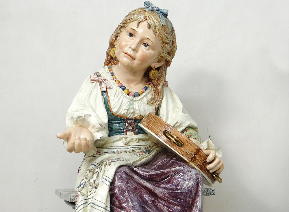 Majolica Earthenware Sculptures Wilhelm Schiller Gypsy Children Austria 160cm-photo-3