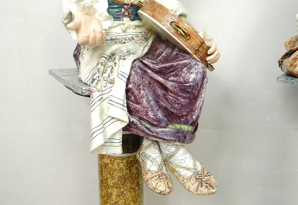 Majolica Earthenware Sculptures Wilhelm Schiller Gypsy Children Austria 160cm-photo-4