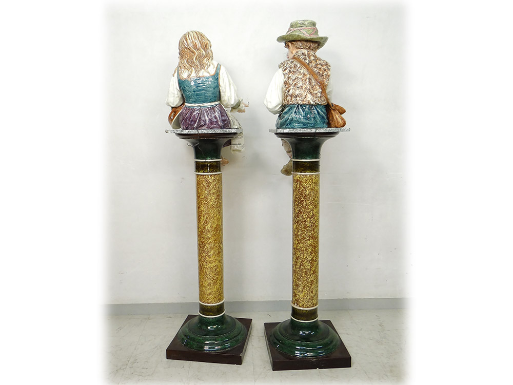 Majolica Earthenware Sculptures Wilhelm Schiller Gypsy Children Austria 160cm-photo-5