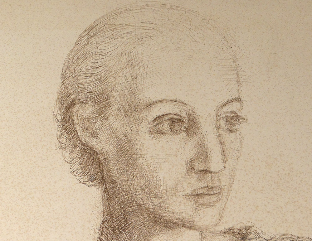 Dessin Encre Ernst Van Leyden Portrait Femme Karin Van Leyden Portret 1933-photo-3