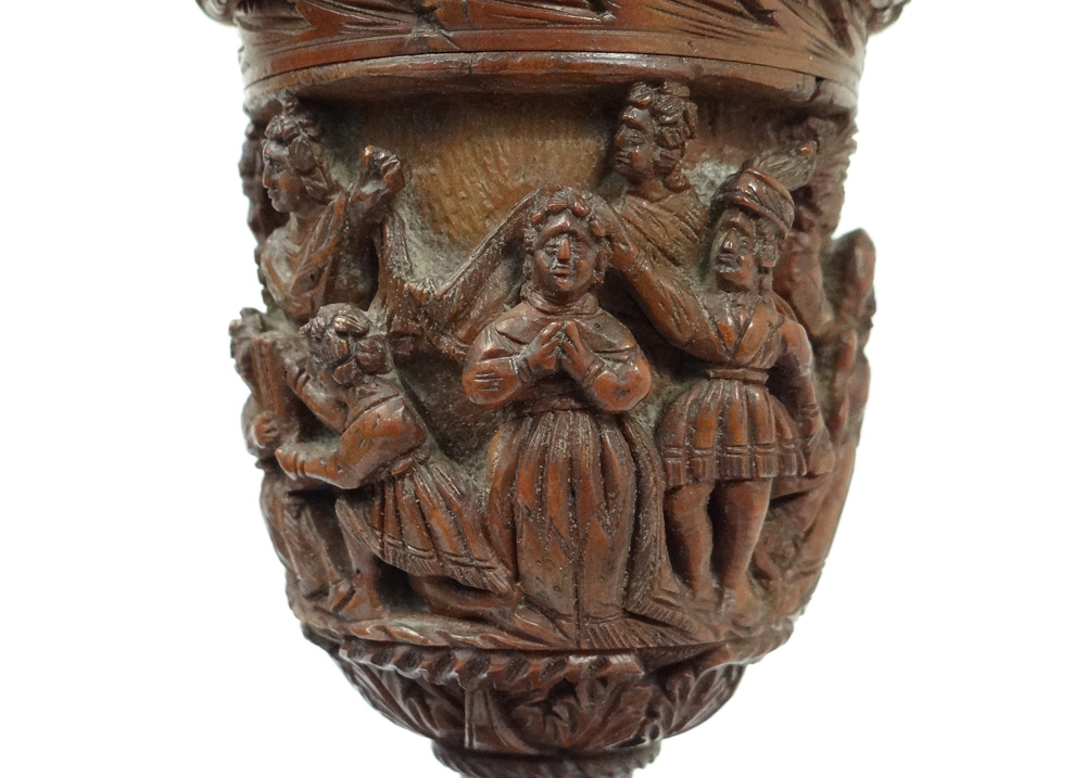 Chalice Pot Ointment Censer Corozo Carved Characters Cherubs Nineteenth-photo-4