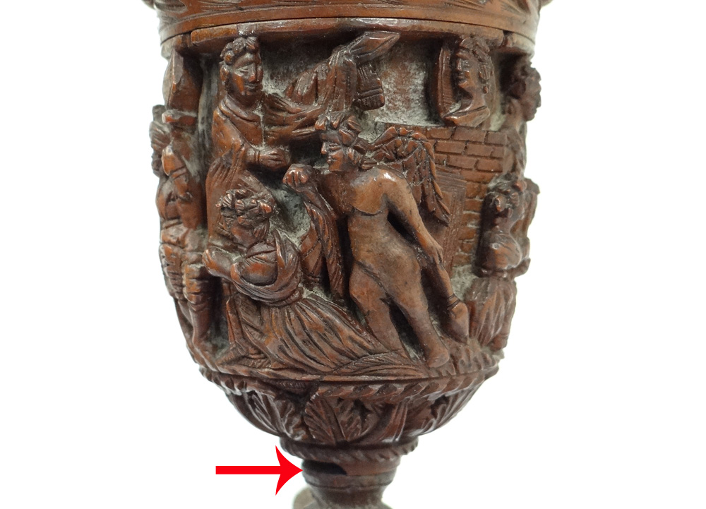 Chalice Pot Ointment Censer Corozo Carved Characters Cherubs Nineteenth-photo-3