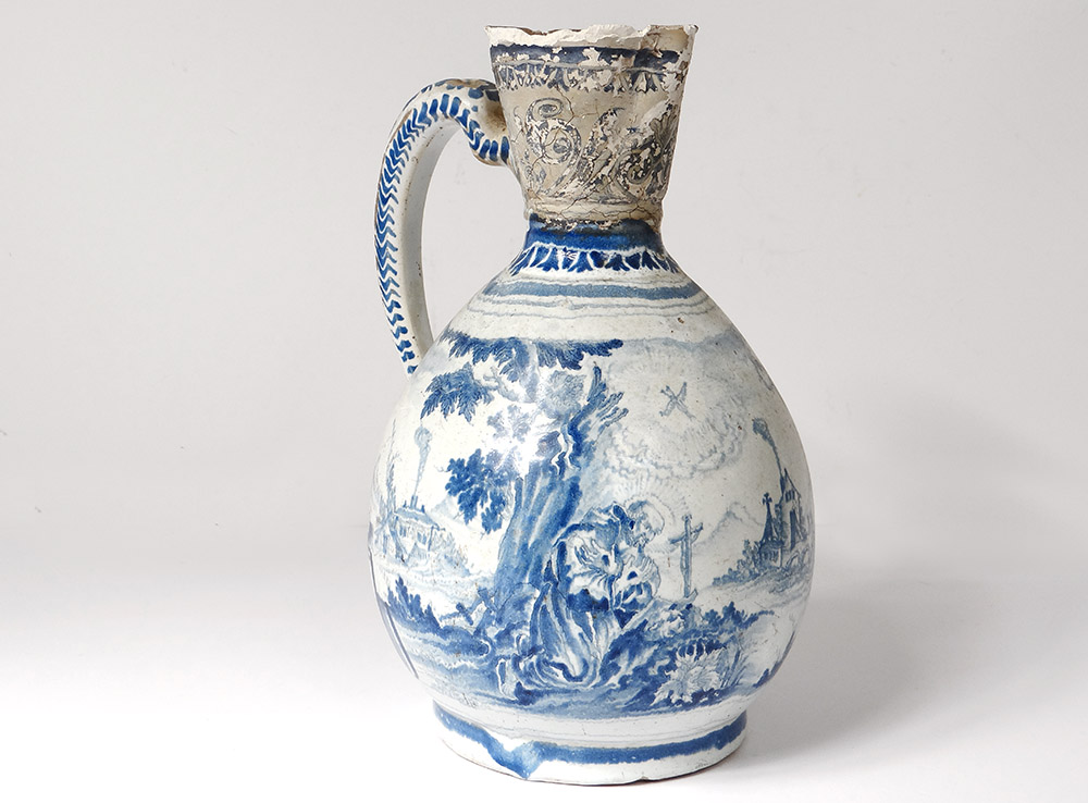 Pitcher Cider Earthenware Nevers Patronymic Saint Bishop Boequer XVII-photo-2